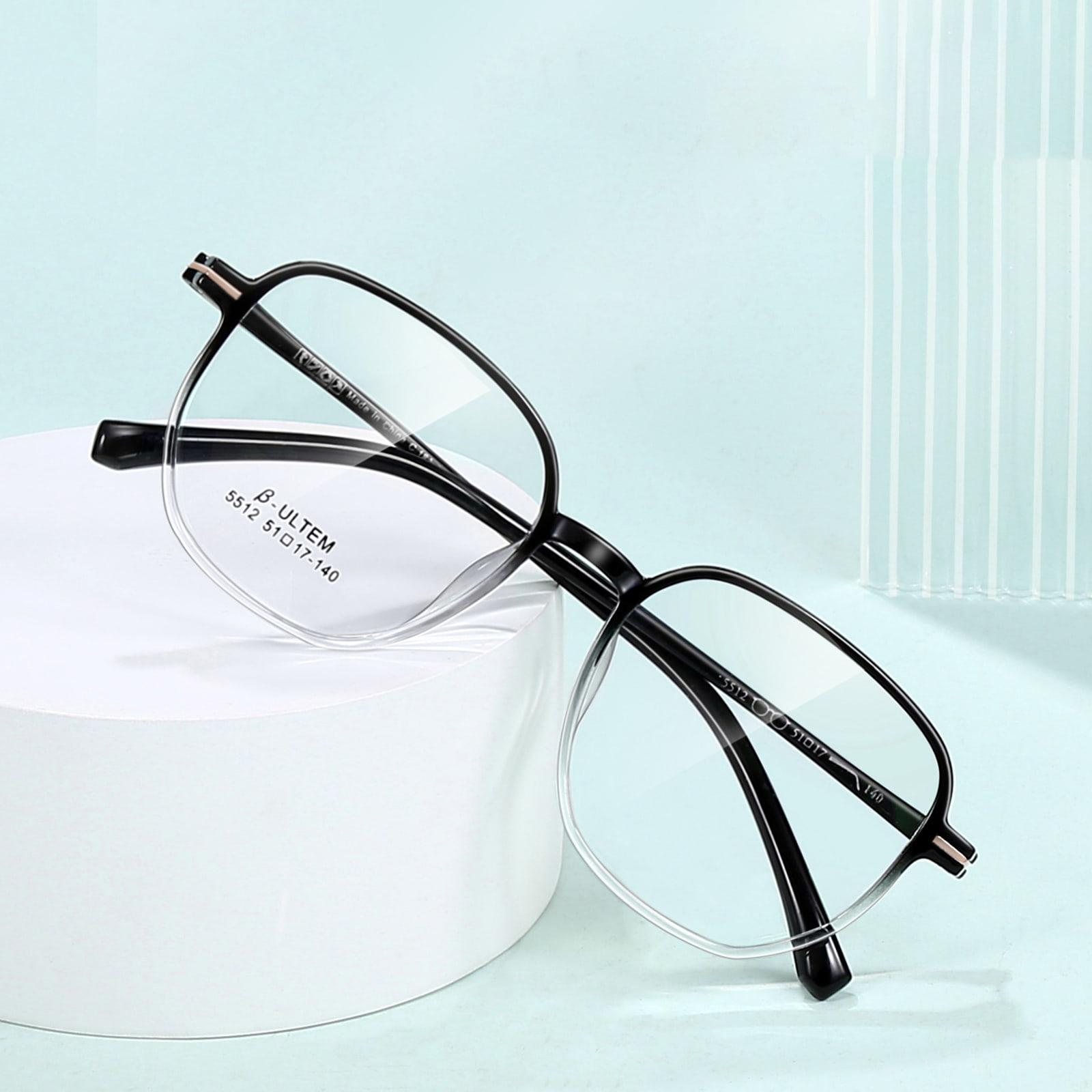 5512 Čierny prechodový biely štvorcový rám Tungsten Titanium Plastic Steel TR90 Glasses