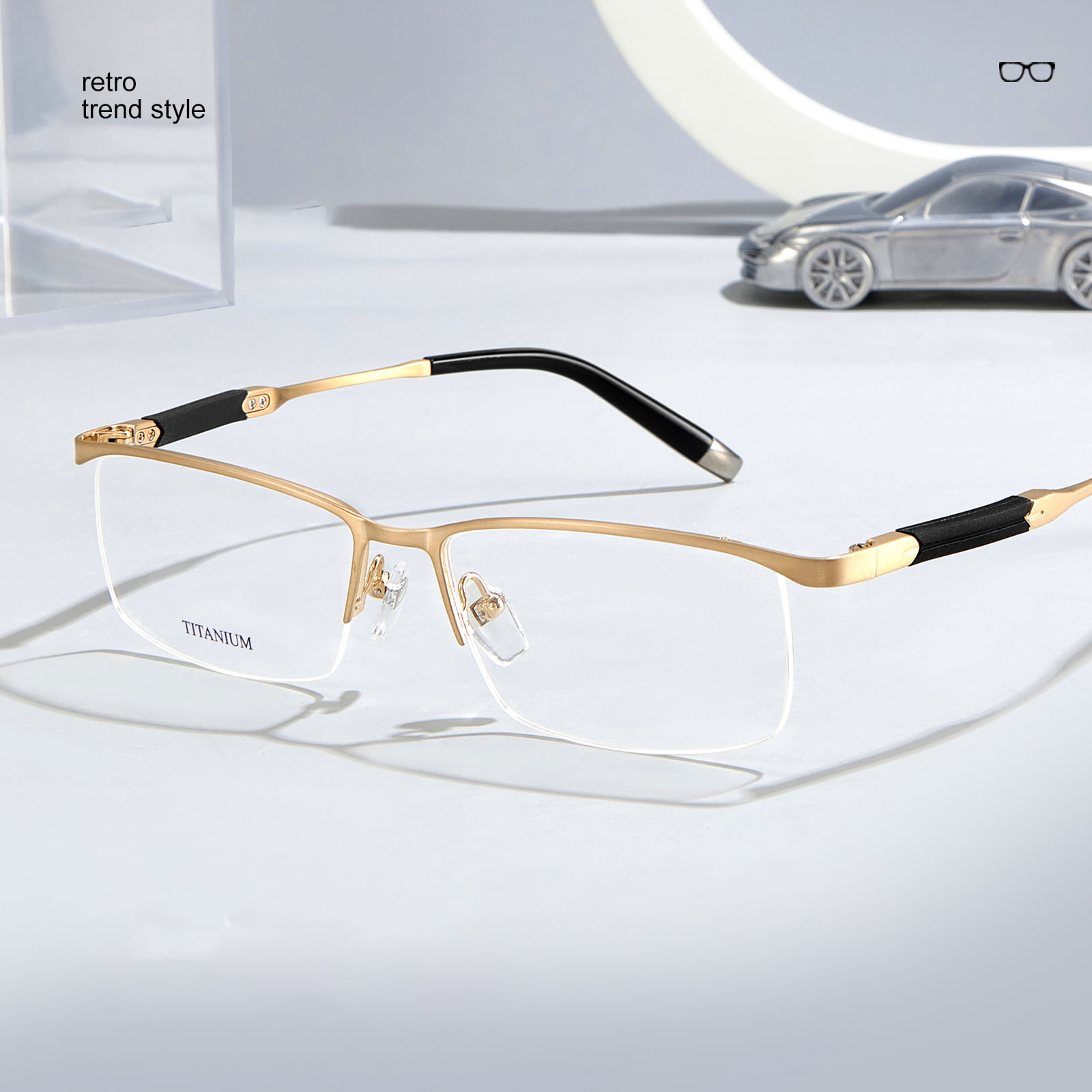 S9049 High-End polorámové nedeformovateľné čisté titánové okuliare